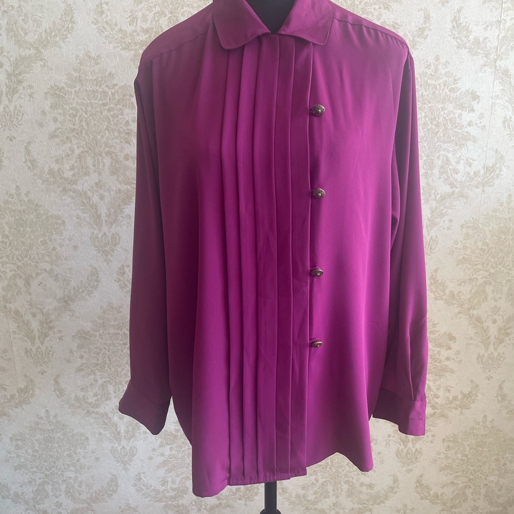 Vintage Eaton Vibrant Purple Button-Up Blouse